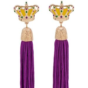Mardi Gras Crown Tassel Earrings
